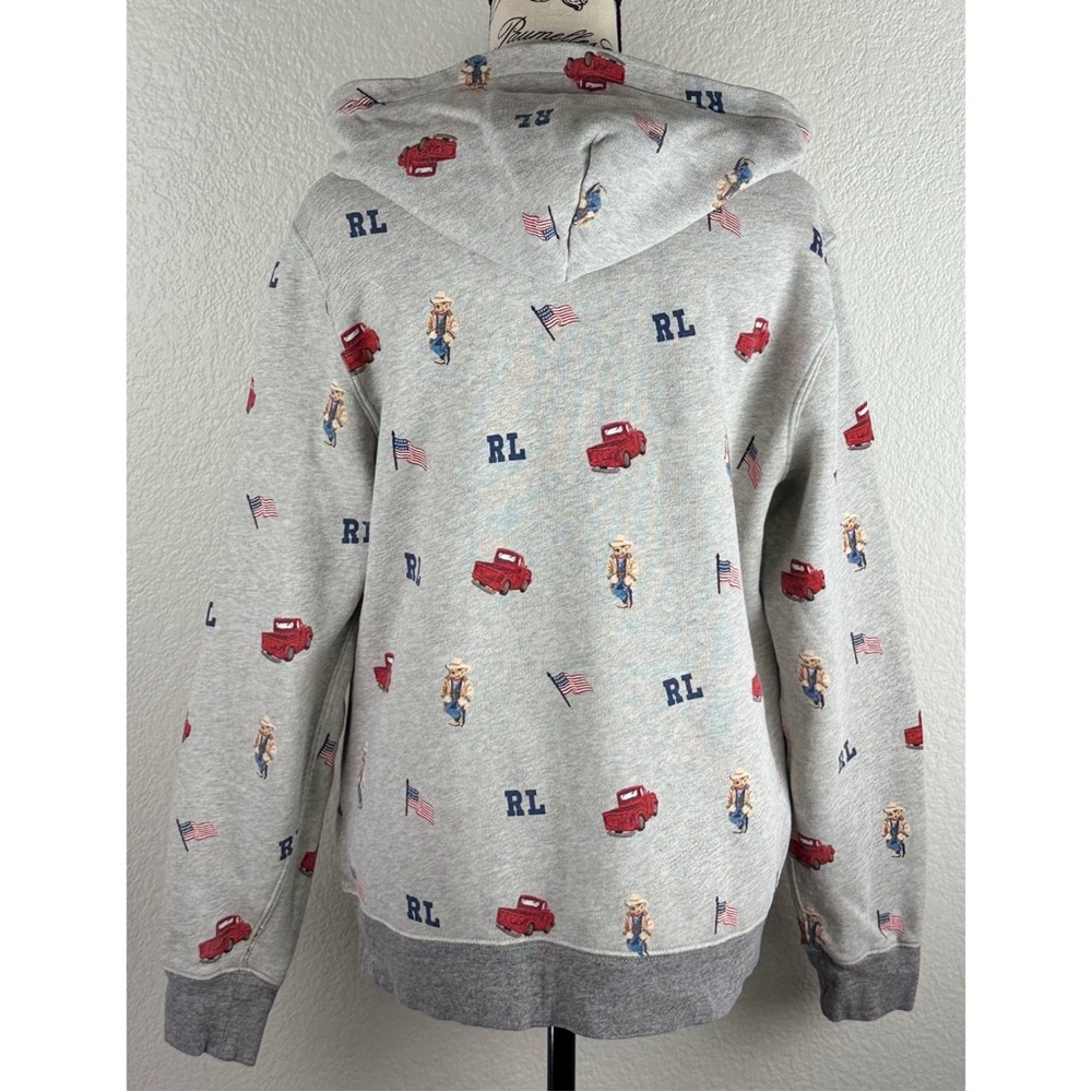 Ralph Lauren Polo Country Boy’s Grey Graphic Polo Bear W/ Truck Hoodie, size XL - Picture 8 of 14